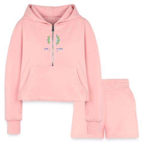 Om Sunshine Yoga transparent back original file - Women’s Cropped Hoodie & Jogger Short Set