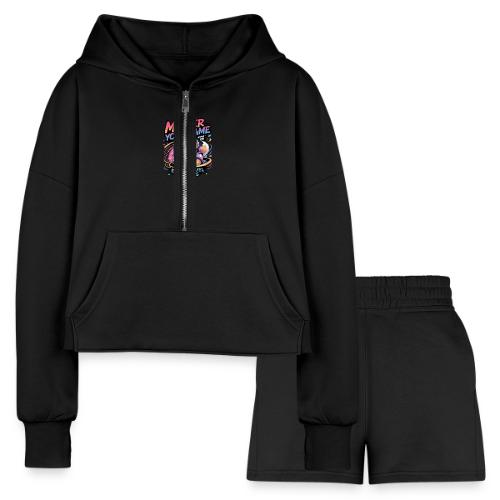 Cute Gamer Shiba Inu Level Up - Women’s Cropped Hoodie & Jogger Short Set