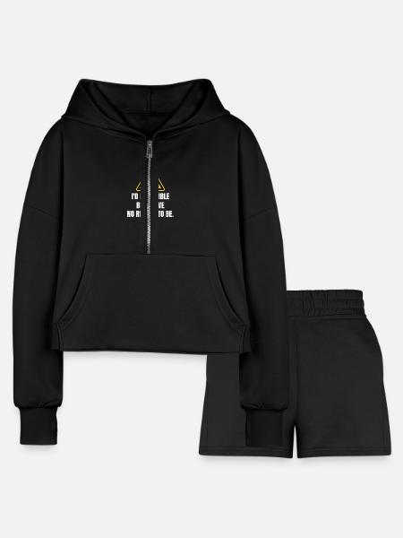 I'd be humble, but I have no reason to be. - Women’s Cropped Hoodie & Jogger Short Set - black - Front