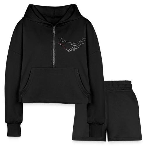 Reaching Out With Love (white outlines) - Women’s Cropped Hoodie & Jogger Short Set