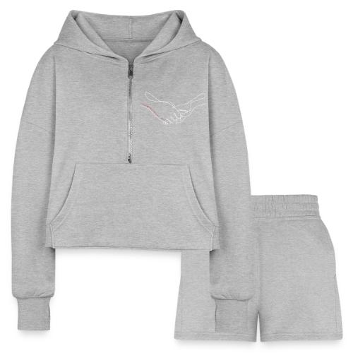 Reaching Out With Love (white outlines) - Women’s Cropped Hoodie & Jogger Short Set