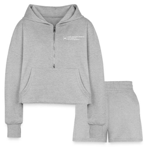 SOM Two Line Horizontal Primary Logo CWRU WHITE 1 - Women’s Cropped Hoodie & Jogger Short Set