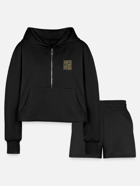 Partner - Women’s Cropped Hoodie & Jogger Short Set - black