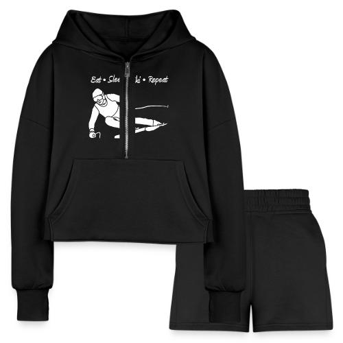 Eat Sleep Ski Repeat - wb - new001 - Women’s Cropped Hoodie & Jogger Short Set