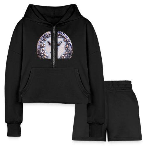 He Is Risen Ascended In Glory T Shirt, Gift - Women’s Cropped Hoodie & Jogger Short Set