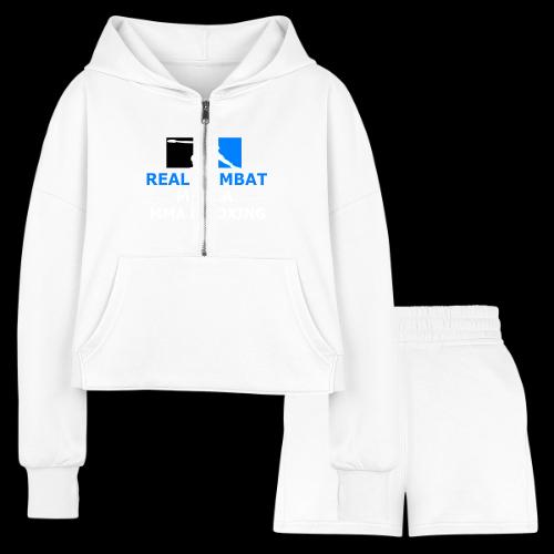RCM MMA & BOXING Light Blue White Text - Women’s Cropped Hoodie & Jogger Short Set