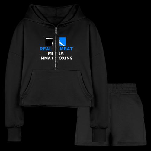 RCM MMA & BOXING Light Blue White Text - Women’s Cropped Hoodie & Jogger Short Set