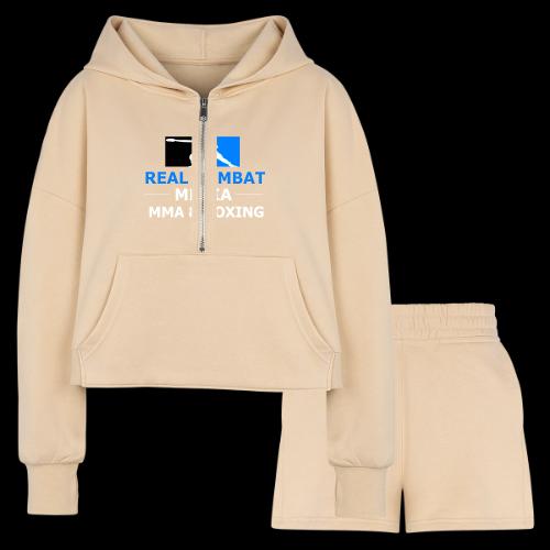 RCM MMA & BOXING Light Blue White Text - Women’s Cropped Hoodie & Jogger Short Set