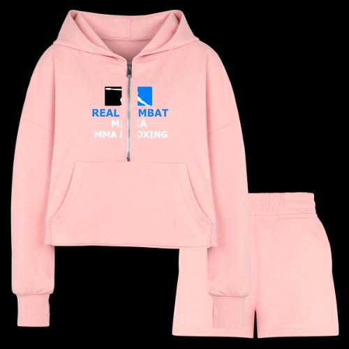 RCM MMA & BOXING Light Blue White Text - Women’s Cropped Hoodie & Jogger Short Set