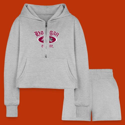 Hooligan Lion Burgundy - Women’s Cropped Hoodie & Jogger Short Set