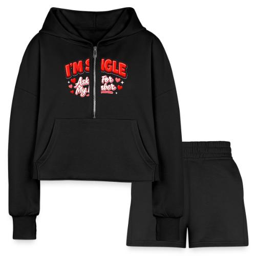 I’m Single Retro Bubble - Women’s Cropped Hoodie & Jogger Short Set