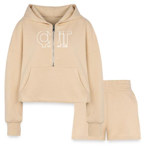 Quit in white - Women’s Cropped Hoodie & Jogger Short Set