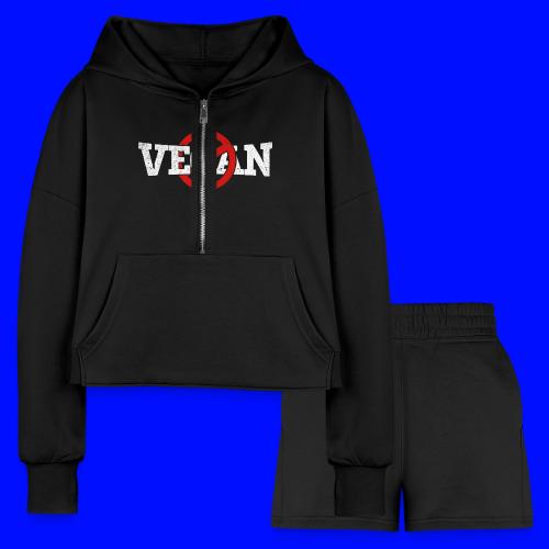 X Vegan Print - Women’s Cropped Hoodie & Jogger Short Set