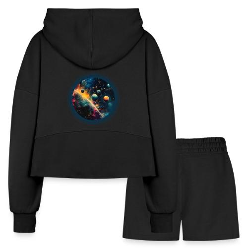Painted Planetscape - Women’s Cropped Hoodie & Jogger Short Set