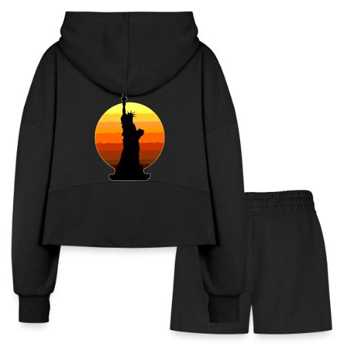 USA: Golden Horizon Liberty - Women’s Cropped Hoodie & Jogger Short Set