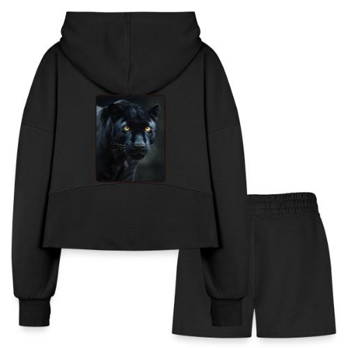 Black Panther Glowing Eyes Design - Women’s Cropped Hoodie & Jogger Short Set