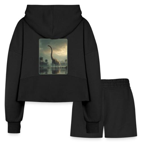 Brachiosaurus Misty Lake Design - Women’s Cropped Hoodie & Jogger Short Set
