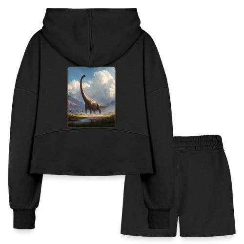 Brachiosaurus Valley Landscape Design - Women’s Cropped Hoodie & Jogger Short Set
