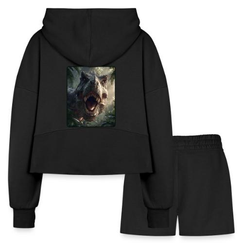 T Rex Jungle Roar Design - Women’s Cropped Hoodie & Jogger Short Set