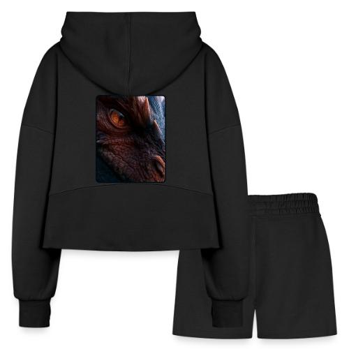 Fierce Ancient Dragon Portrait Design - Women’s Cropped Hoodie & Jogger Short Set