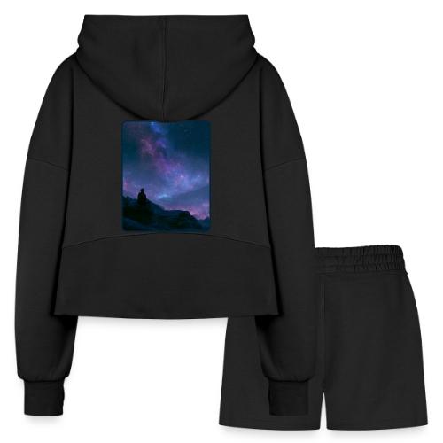 Stargazer Nebula Night Sky Art - Women’s Cropped Hoodie & Jogger Short Set