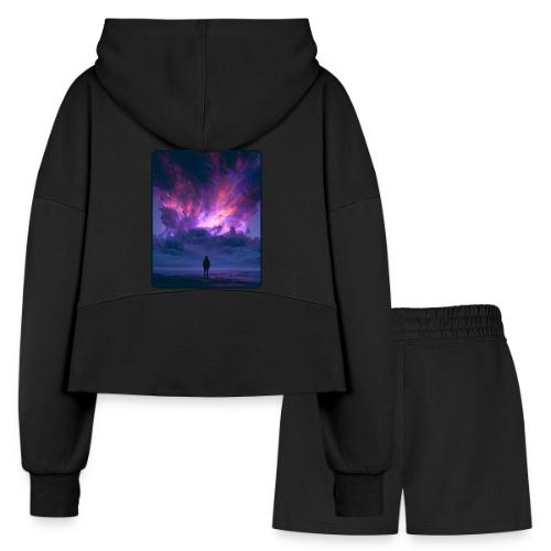 Cosmic Supernova Night Design - Women’s Cropped Hoodie & Jogger Short Set