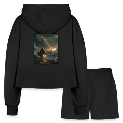 The Lone Lightkeeper's Beacon - Women’s Cropped Hoodie & Jogger Short Set