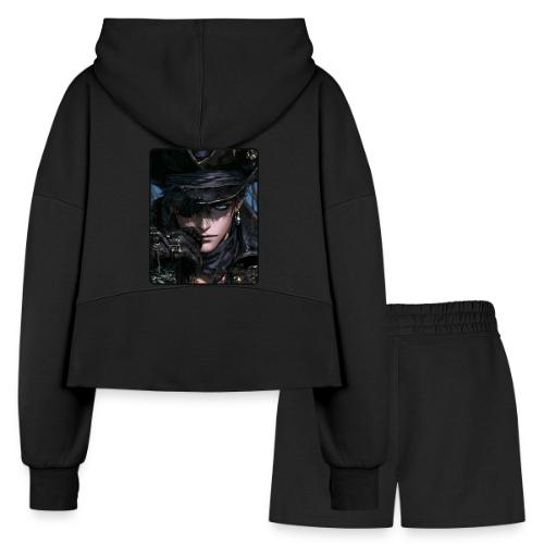 Dark Anime Pirate Warrior - Women’s Cropped Hoodie & Jogger Short Set
