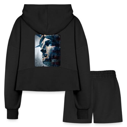 USA: Urban Liberty Triptych - Women’s Cropped Hoodie & Jogger Short Set