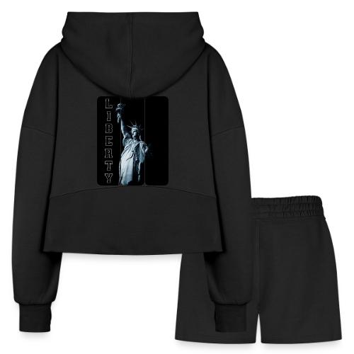 USA: Vertical Liberty - Women’s Cropped Hoodie & Jogger Short Set