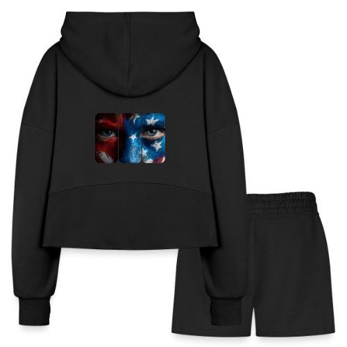 USA: Painted for the Flag - Women’s Cropped Hoodie & Jogger Short Set