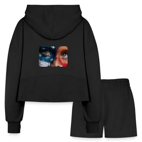 USA: Star-Spangled Glance - Women’s Cropped Hoodie & Jogger Short Set