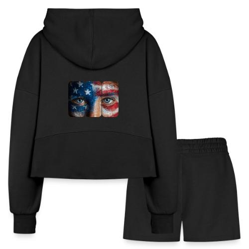 USA: Stars in Her Eyes - Women’s Cropped Hoodie & Jogger Short Set