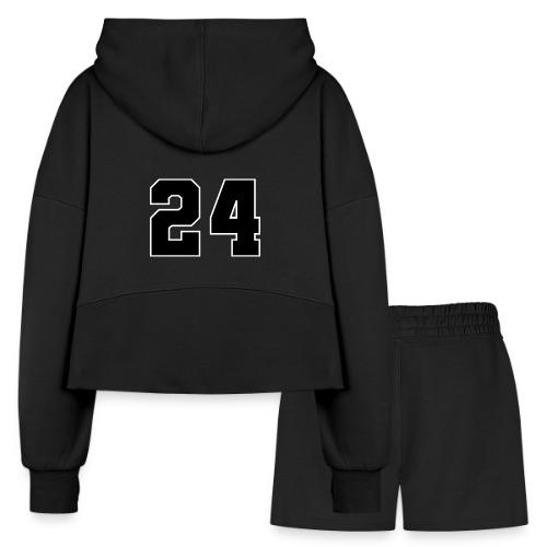 Varsity Number 24 College Font - Women’s Cropped Hoodie & Jogger Short Set