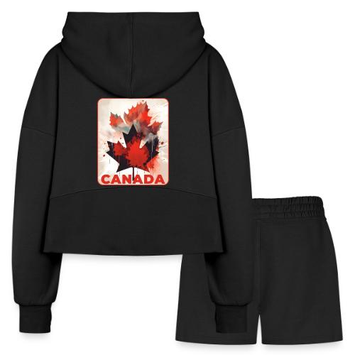Canada Inked Leaf - Women’s Cropped Hoodie & Jogger Short Set