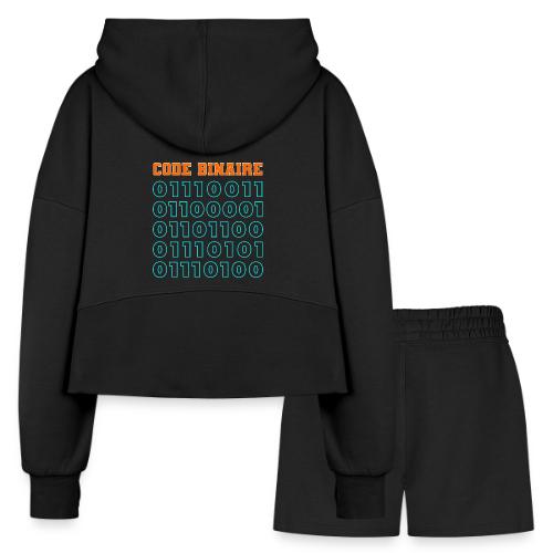 Hi in binary code - Women’s Cropped Hoodie & Jogger Short Set