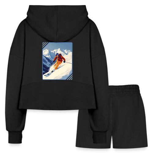 Mountain Skiing Vibes - Women’s Cropped Hoodie & Jogger Short Set