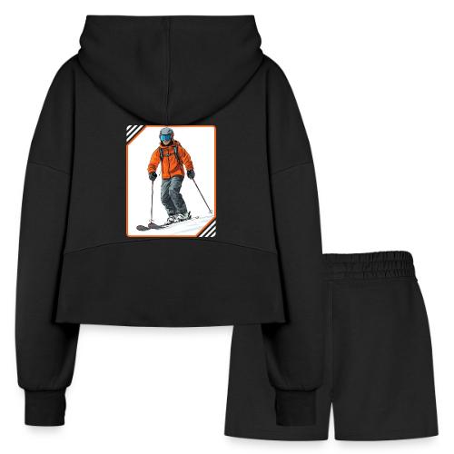 Skiing Thrill Ride - Women’s Cropped Hoodie & Jogger Short Set