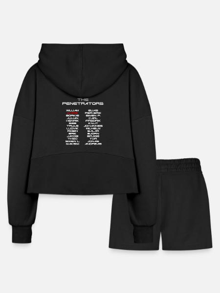 The Penetrators 2016 Names - Women’s Cropped Hoodie & Jogger Short Set - black - Back