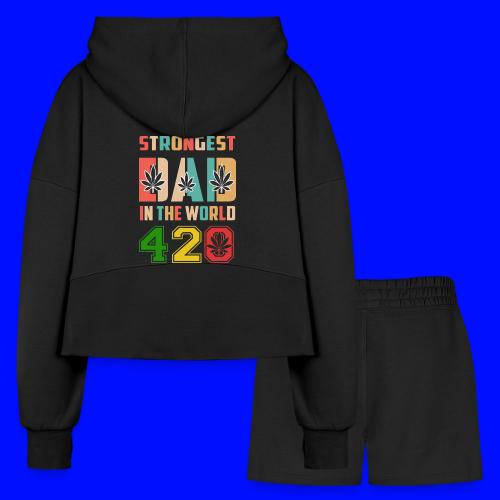 Chucklesome 420 Dad Loves Herb Weed Marijuana - Women’s Cropped Hoodie & Jogger Short Set