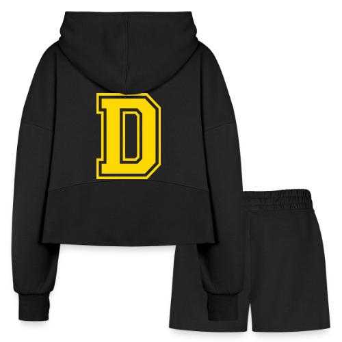Letter D – Capital Athletic Alphabet Monogram - Women’s Cropped Hoodie & Jogger Short Set