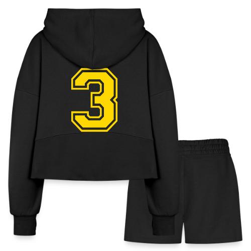 Number 3 in a classic athletic collegiate font - Women’s Cropped Hoodie & Jogger Short Set