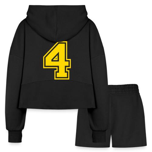 Number 4 in a classic athletic collegiate font - Women’s Cropped Hoodie & Jogger Short Set
