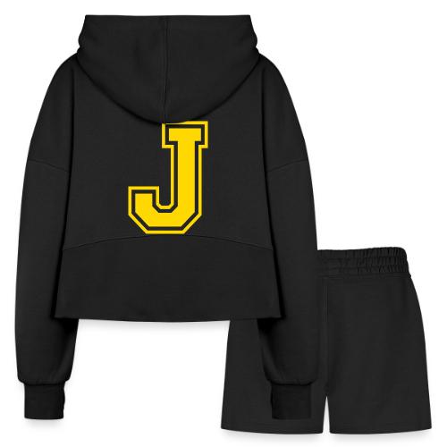 Letter J – Capital Athletic Alphabet Monogram - Women’s Cropped Hoodie & Jogger Short Set