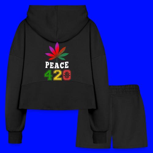 In Cheek 420 Peace & Herb Weed Marijuana Design - Women’s Cropped Hoodie & Jogger Short Set