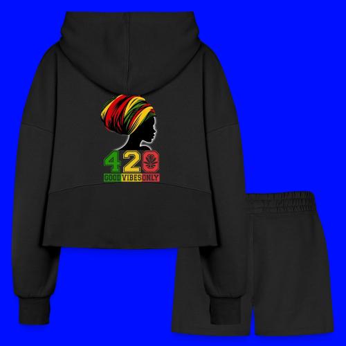 420 Day Women OnFire Weed Marijuana funny design - Women’s Cropped Hoodie & Jogger Short Set