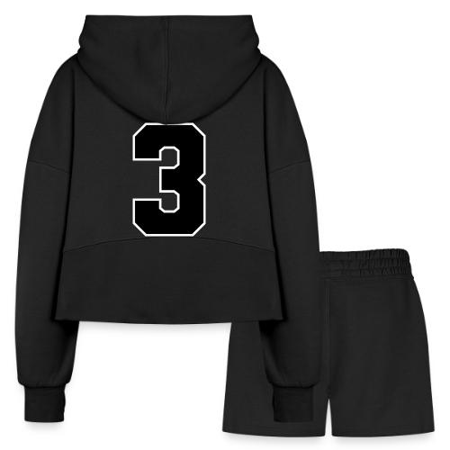 Varsity Number 3 Athletic Font - Women’s Cropped Hoodie & Jogger Short Set
