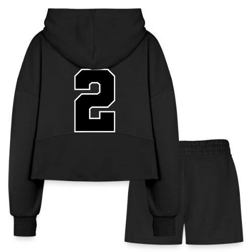 Varsity Number 2 Sports Design - Women’s Cropped Hoodie & Jogger Short Set