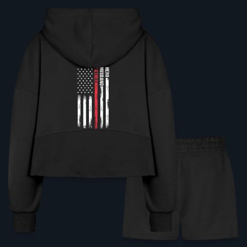 American Best Dad Hero Husband Father - Women’s Cropped Hoodie & Jogger Short Set