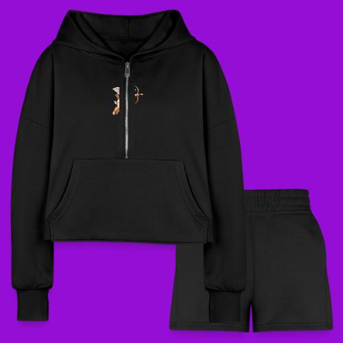 Cupid with twohearts set - Women’s Cropped Hoodie & Jogger Short Set